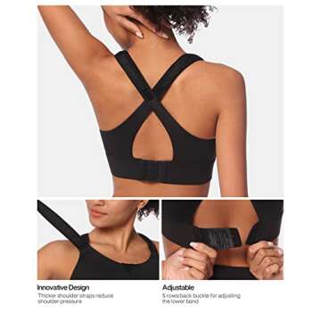 VFUS High Impact Zip Front Sports Bra for Women