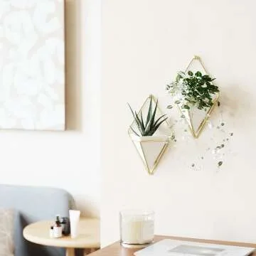 Umbra Trigg Hanging Planter Set of 2 - White & Brass