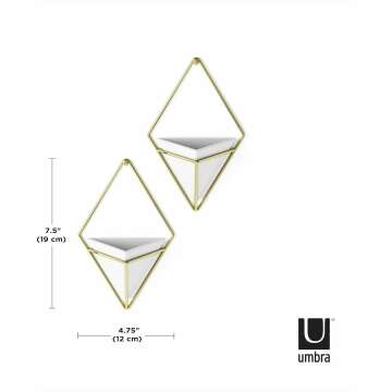 Umbra Trigg Hanging Planter Set of 2 - White & Brass