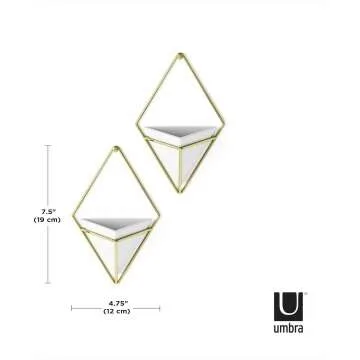Umbra Trigg Hanging Planter Set of 2 - White & Brass