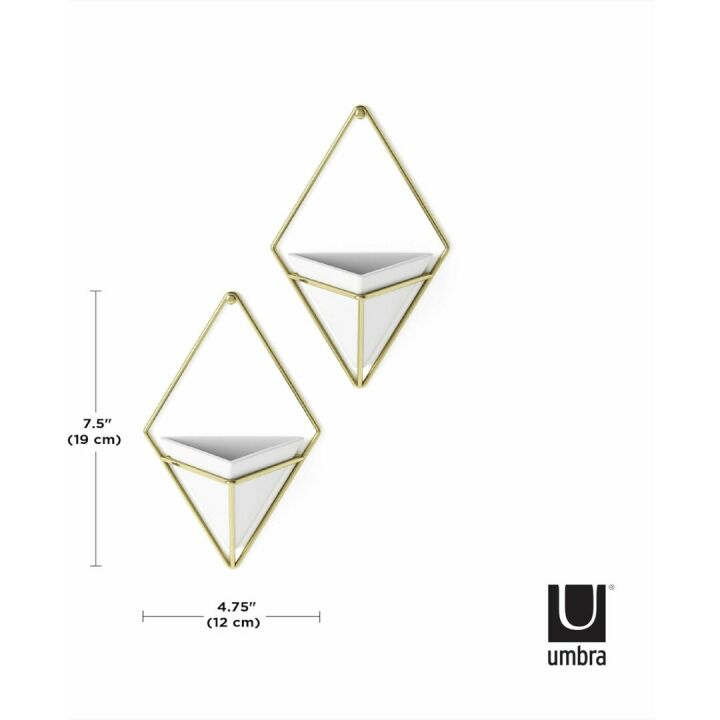 Umbra Trigg Hanging Planter Set of 2 - White & Brass