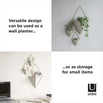Umbra Trigg Hanging Planter Set of 2 - White & Brass