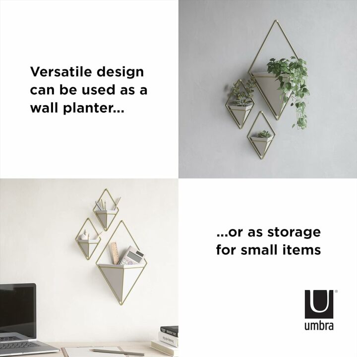 Umbra Trigg Hanging Planter Set of 2 - White & Brass