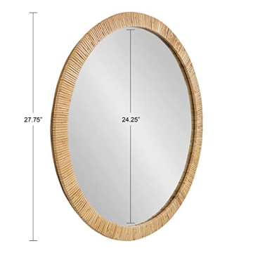 Kate and Laurel Rahfy Boho Rattan Mirror, 28 Inch