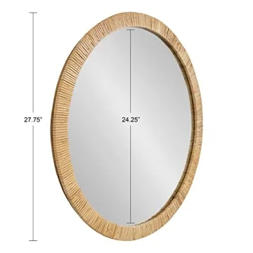 Kate and Laurel Rahfy Boho Rattan Mirror, 28 Inch