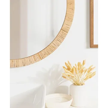 Kate and Laurel Rahfy Boho Rattan Mirror, 28 Inch