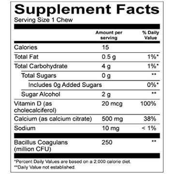 BariatricPal Sugar-Free Calcium Citrate Soft Chews 500mg with Probiotics (90 Count) - Strawberry Twist