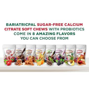 BariatricPal Sugar-Free Calcium Citrate Soft Chews 500mg with Probiotics (90 Count) - Strawberry Twist