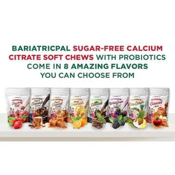 BariatricPal Sugar-Free Calcium Citrate Soft Chews 500mg with Probiotics (90 Count) - Strawberry Twist