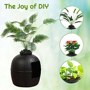 X WINDAZE Hidden Litter Box, Large Cat Box Enclosure with Odor Control Carbon Filter and Faux Plant, Black