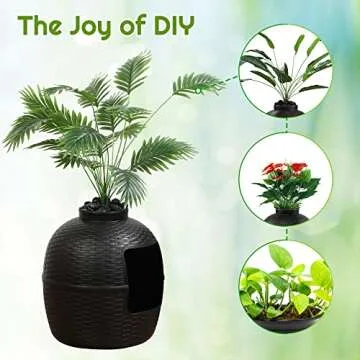 X WINDAZE Hidden Litter Box, Large Cat Box Enclosure with Odor Control Carbon Filter and Faux Plant, Black