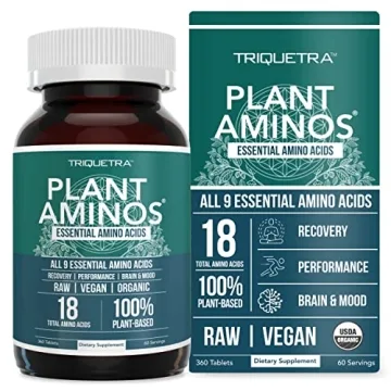 Plant Aminos Organic Essential Amino Acids & BCAA - 100% Plant-Based Raw, Vegan - All 9 Amino Acids ...