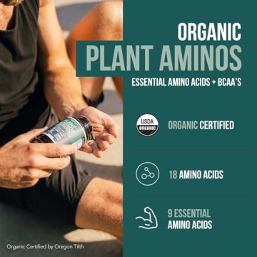 Organic Plant Aminos Essential Amino Acids - Vegan, Raw - 360 Tablets