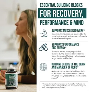 Organic Plant Aminos Essential Amino Acids - Vegan, Raw - 360 Tablets