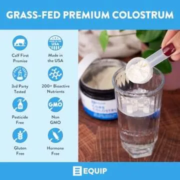 Equip Foods Core Colostrum | Grass Fed Colostrum Powder 3,000mg | Gut Health, Immunity, Recovery | Lactoferrin Supplements | Keto Friendly Colostrum Supplement | 30 Servings, Unflavored