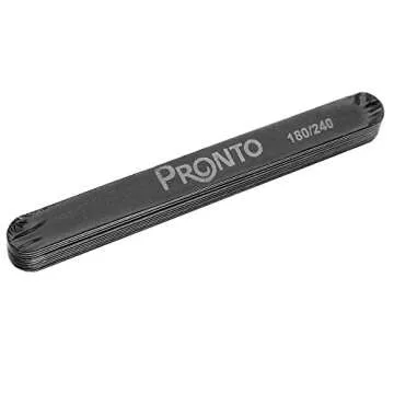 Pronto Professional Nail Files for Nail Art Salon – Black Double Sided 180/240 Grit for Manicure a...