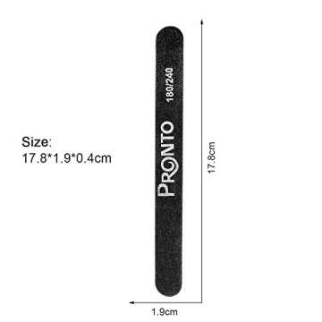 Pronto Professional Nail Files for Nail Art Salon – Black Double Sided 180/240 Grit for Manicure and Pedicure (10 Piece Set)