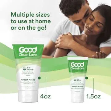 Good Clean Love Almost Naked Organic Water-Based Lube, Personal Lubricant with Aloe Vera, Safe for Adult Toys & Condoms, pH-Balanced, Intimate Wellness Gel for Men & Women, 95% Organic, 1.5 Oz