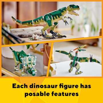 LEGO Creator 3 in 1 T Rex Toy - Dinosaur Toy Building Set for Kids, Boys & Girls, Ages 9+ - 3 Building Options, T-Rex to Triceratops to Pterodactyl - Gift Idea for Birthdays - 31151