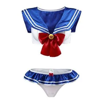 Littleforbig Sailor Collar Bra Top & Briefs Lingerie Set