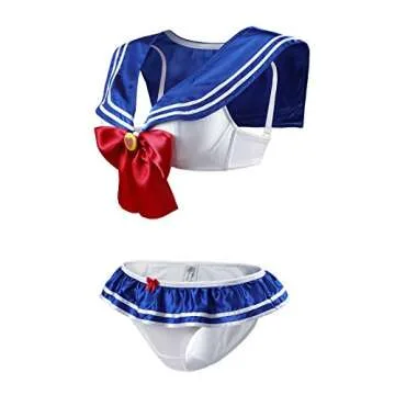 Littleforbig Sailor Collar Bra Top & Briefs Lingerie Set