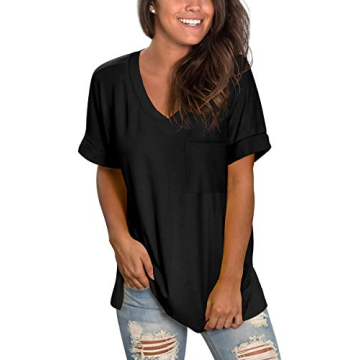 V Neck Summer Tee for Women with Pocket - Casual Chic