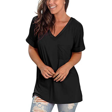 V Neck Summer Tee for Women with Pocket - Casual Chic