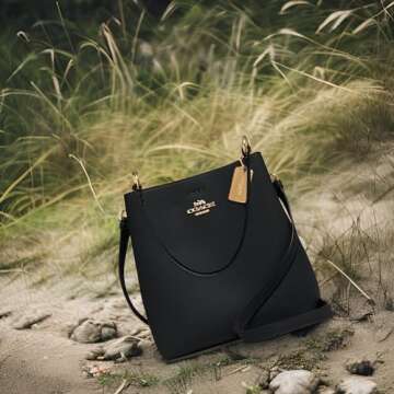 Elegant COACH Small Town Bucket Bag - Black Oxblood Leather