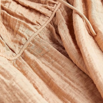 Women's Summer Casual Dress Sexy Deep V Neck 3/4 Balloon Sleeve Oversized Mini Dress (as1, Alpha, x_l, Regular, Regular, Coral Sand)