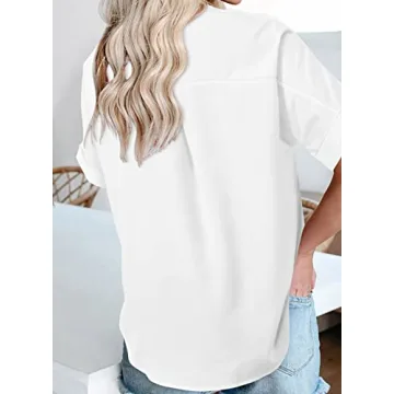 Magritta Women’s Button Down V-Neck Blouse - Casual Summer Tops