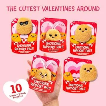 Emotional Support V-Day Nugget Cards by Relatable, Valentine's Plush, Perfect Valentines Cards for Kids Classroom or Gift for Work Friends, Includes 10 Plushies with 10 Cards and a Carrying Case
