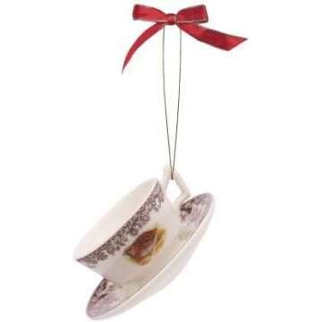 Spode Woodland Mini Christmas Ornaments Set - 3 Piece Tea Set with Teapot, Creamer, Tea Cup & Saucer...