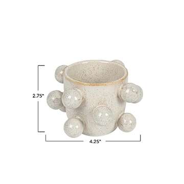 Bloomingville 4.25" Round Stoneware Planter with Orbs