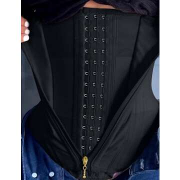 SHAPSHE Waist Trainer for Women Tummy Control Workout Waist Cincher Corset Shapewear Body Shaper with Zipper Hook Black