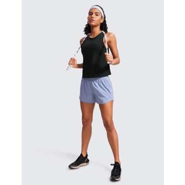 CRZ YOGA Pima Cotton Cropped Tank Tops for Women Workout Crop Tops High Neck Sleeveless Athletic Gym Shirts Black Medium