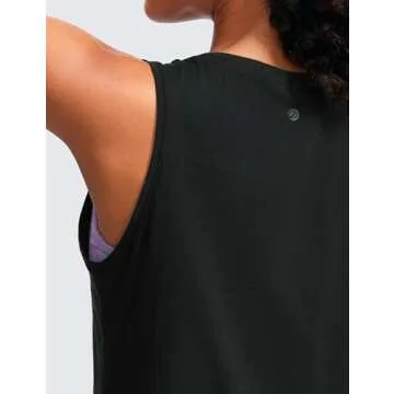 CRZ YOGA Pima Cotton Cropped Tank Tops for Women Workout Crop Tops High Neck Sleeveless Athletic Gym Shirts Black Medium