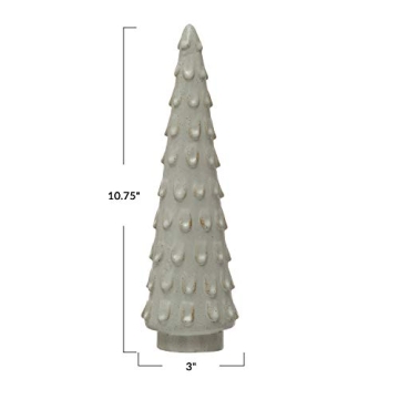 Unique White Stoneware Tree Holiday Decor Reactive Glaze