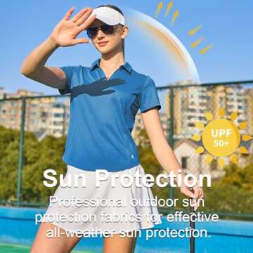 HODOSPORTS Women's Golf Polo Shirts Short Sleeve Collared V Neck Tennis Tops Shirt Quick Dry Fit UPF 50+ Golf Apparel Clothes Outfits Navy M