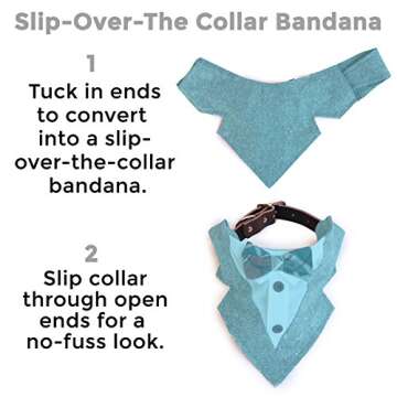 Tail Trends Formal Dog Wedding Bandana with Gold Ribbon Bow Tie (L)