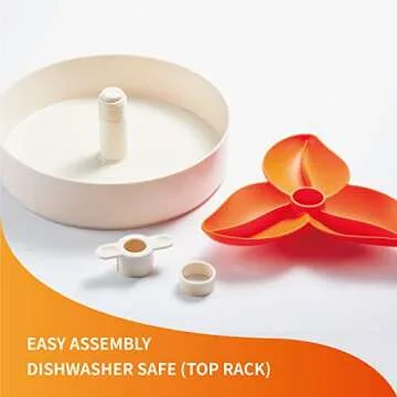 PetDreamHouse Spin Slow Feeder Bowl for Dogs, Interactive Moving Center Piece, Bougainvillea Design Orange, Level = Easy