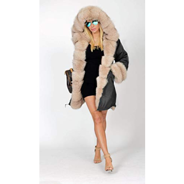 Roiii Women Warm Winter Coat with Hood and Fur
