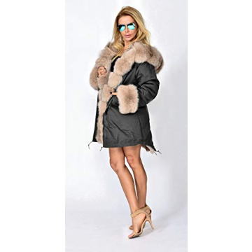 Roiii Women Warm Winter Coat with Hood and Fur