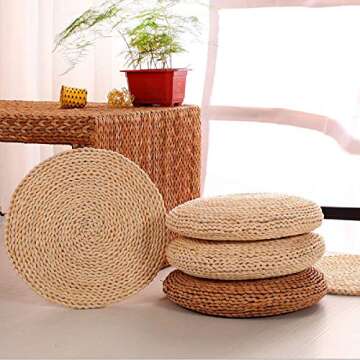 Set of 2 Handwoven Meditation Cushions - Eco-Friendly Comfort for Floor Sitting