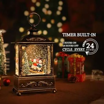 Christmas Decorations Christmas Lantern,Music Christmas Snow Globe Lantern Christmas Water Lantern Snow Globe Xmas Gifts Christmas Decorations Indoor and Charming Gifts