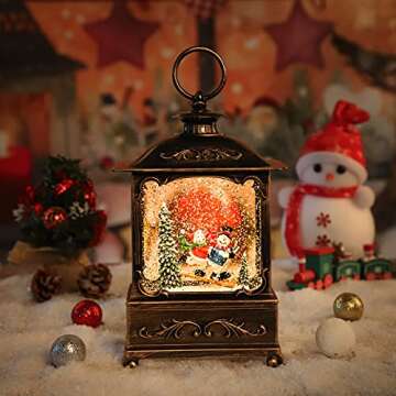 Christmas Decorations Christmas Lantern,Music Christmas Snow Globe Lantern Christmas Water Lantern Snow Globe Xmas Gifts Christmas Decorations Indoor and Charming Gifts