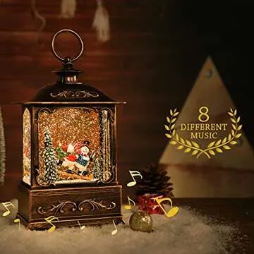 Christmas Decorations Christmas Lantern,Music Christmas Snow Globe Lantern Christmas Water Lantern Snow Globe Xmas Gifts Christmas Decorations Indoor and Charming Gifts