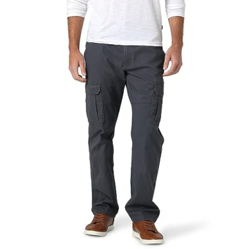 Wrangler Authentics Men's Stretch Cargo Pants - Anthracite Twill, 38W x 30L