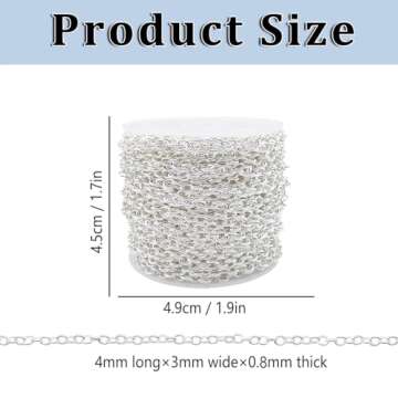 60 Feet Metal Iron Necklace Chains 3mm Bulk Curb Link Chain for Jewelry Making DIY Craft Supplies (Silver and Gold)