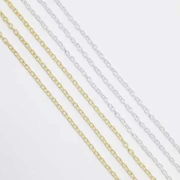 60 Feet Metal Iron Necklace Chains 3mm Bulk Curb Link Chain for Jewelry Making DIY Craft Supplies (Silver and Gold)