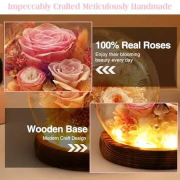 ORRPTSNC Gifts for Women Mom Grandma Flowers for Delivery Prime Preserved Flowers in Glass Dome with...